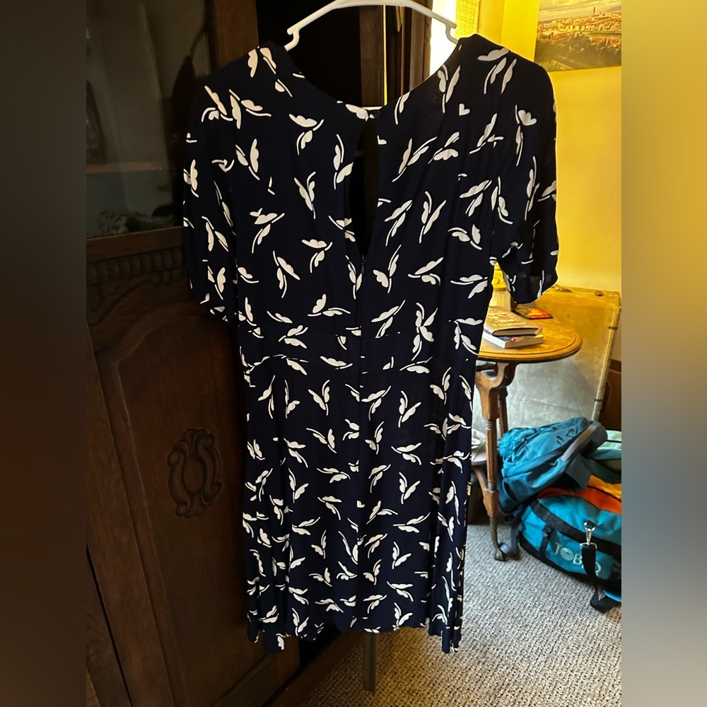 Maeve Navy Blue Mini Dress with White Leaf Print - Picture 3 of 4
